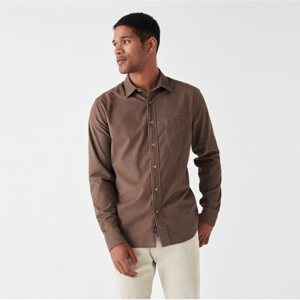 Faherty Stretch Corduroy Shirt - Teak Brown